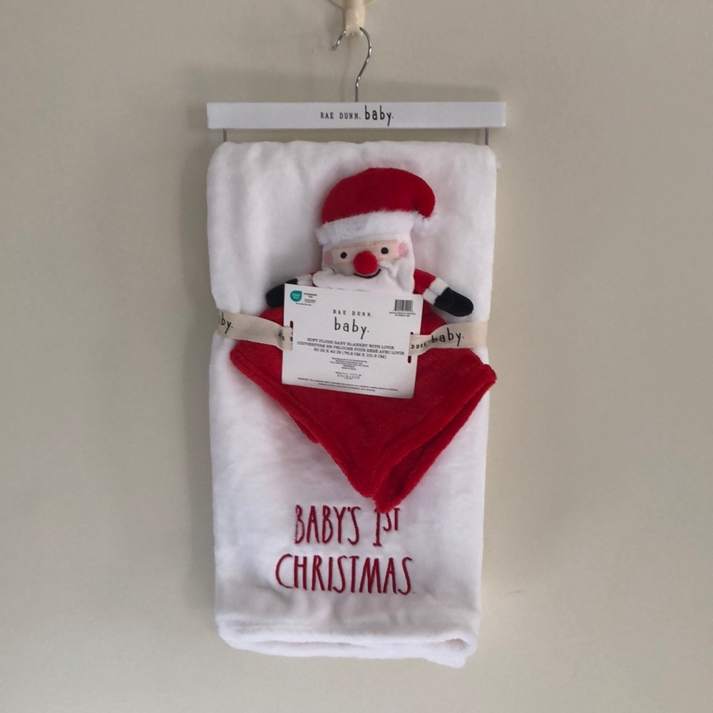Rae Dunn BABY’S 1st CHRISTMAS Plush Blanket with Lovie